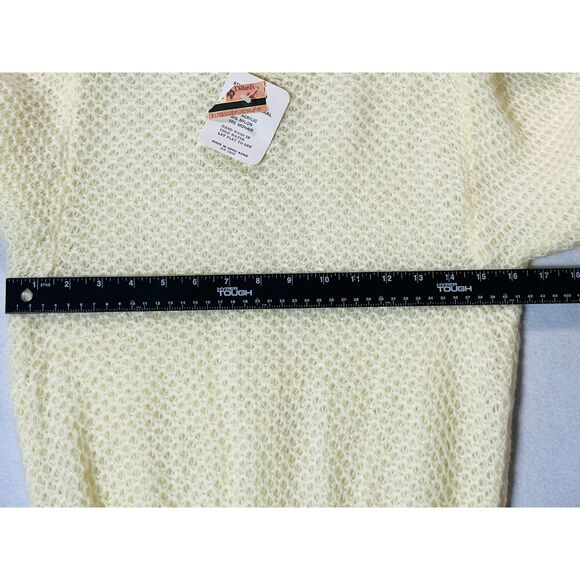 NOS VTG 80s Bechamel Mohair Sweater Ivory Puff Sleeve Cottage Chic Soft Large - Picture 6 of 7